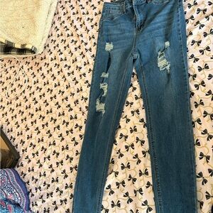 Fashion Nova Distressed Denim Skinny Jeans